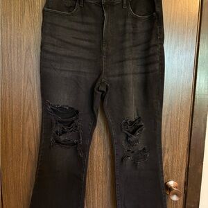 SO High Rise Black Kick Flare Jeans (Juniors)